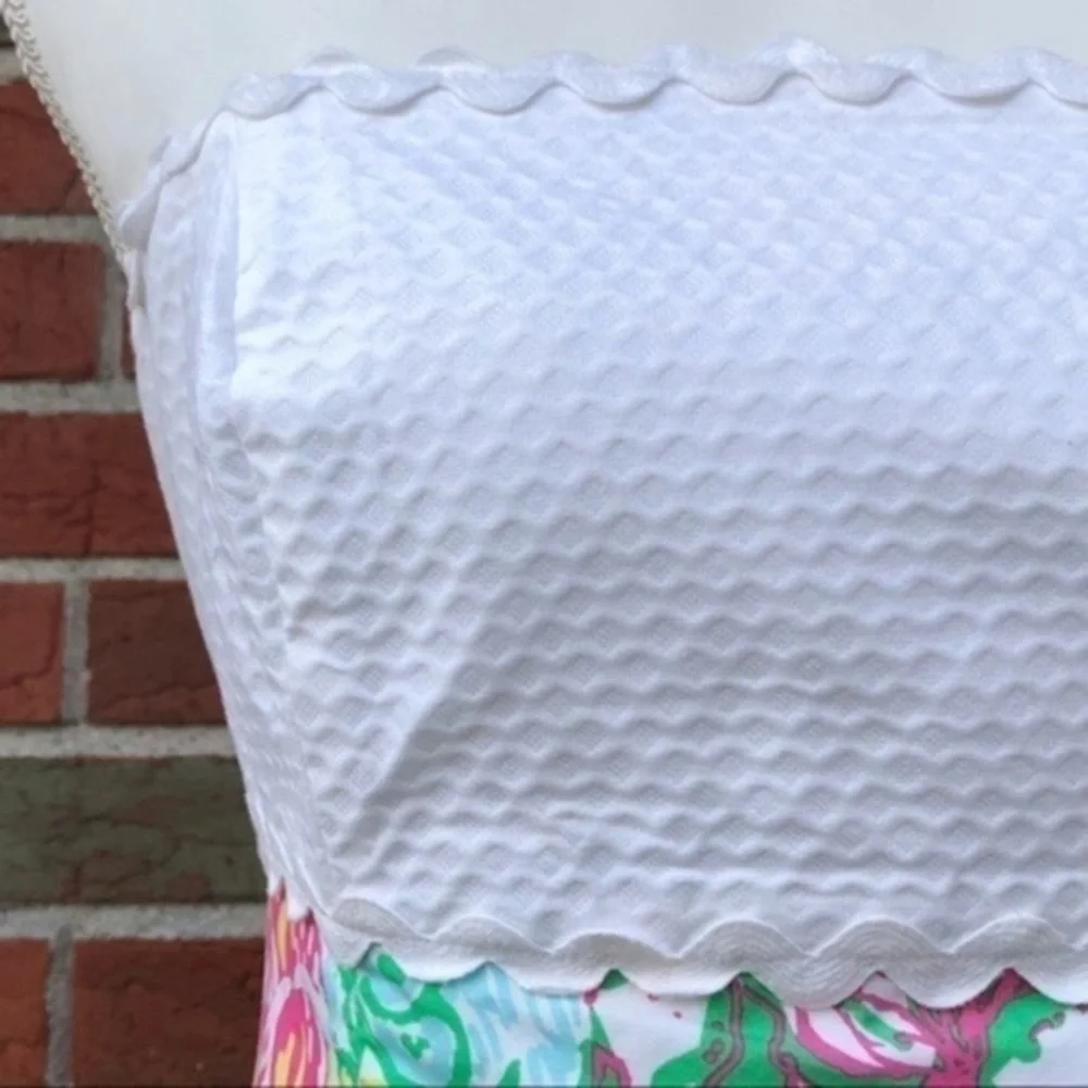 Lilly Pulitzer Franco State Patch Ric Rac White Pink Strapless Dress 👗 - Picture 3 of 14